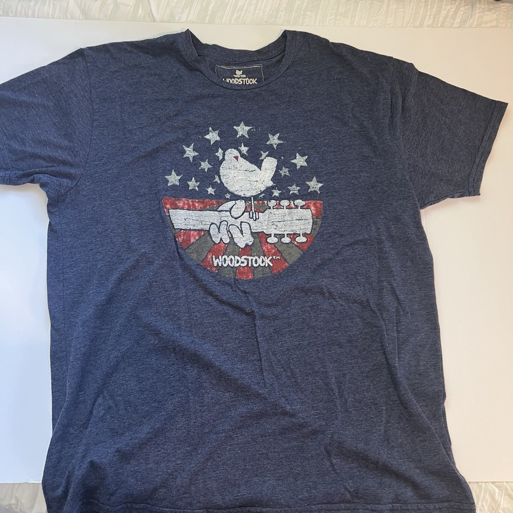 Woodstock Retro Brand Shirt Men's XL Heather Blue Red‎
